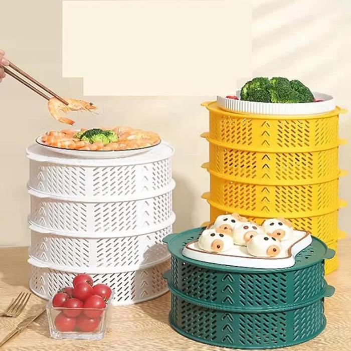 Hollow vegetable cover Dining Table Food Cover kitchen shelf 5 layer food dust cover anti-insect and anti-fly leftovers storage artifact-000068