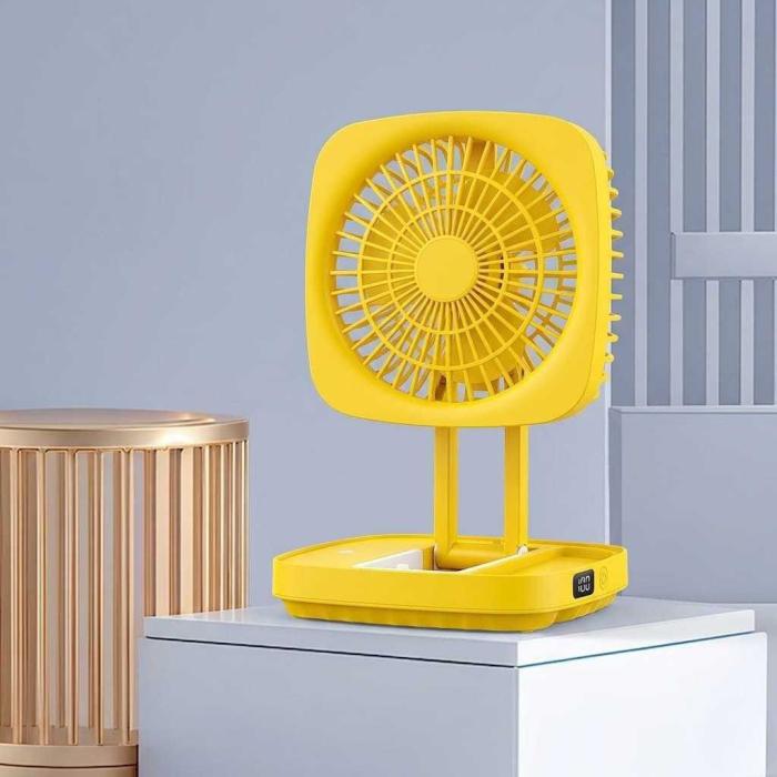 Rechargeable Folding Desk Fan With Led Light Jk - F666 Model